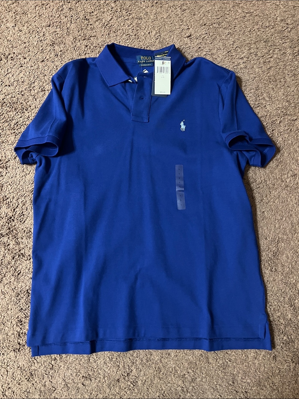 Polo Ralph Lauren Custom Slim Fit Polo Shirt Blue Size Large